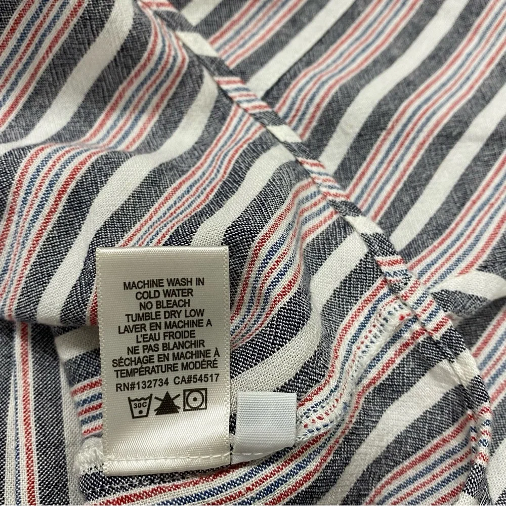 Cloth And Stone Striped Button-Up Tie-Front Top Rayon Linen Blend‎